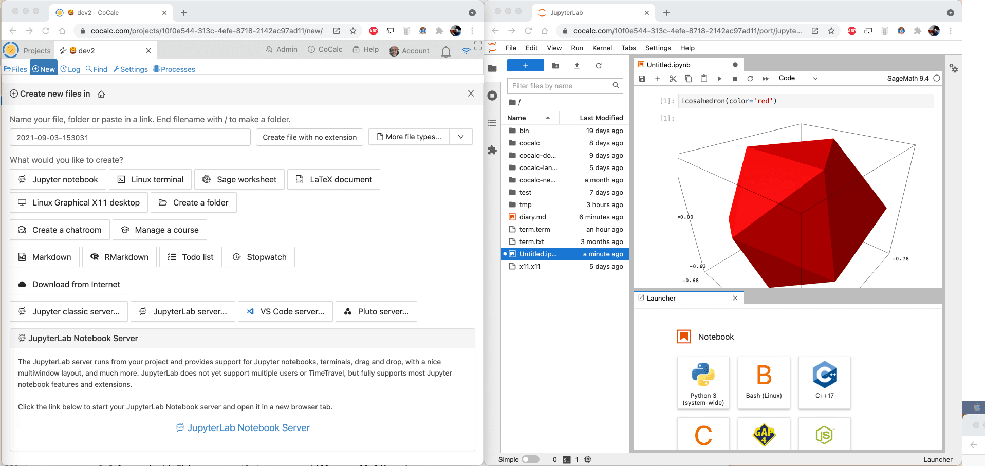 Running JupyterLab inside a CoCalc Project